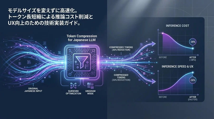 推論コスト30%削減の鍵はトークン圧縮にあり。日本語LLM向けサブワード最適化の実践ガイド