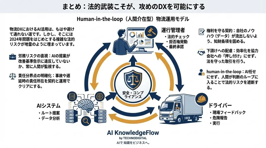 物流DXの法的死角：AIルート最適化が招く2024年問題の落とし穴と回避策 - Conclusion Image