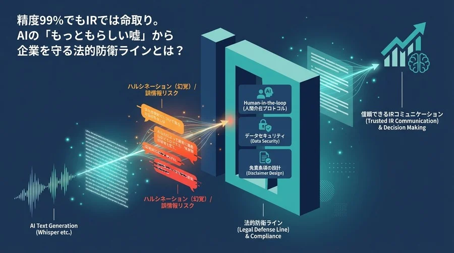 精度99%でもIRでは命取り。AIの「もっともらしい嘘」から企業を守る法的防衛ライン