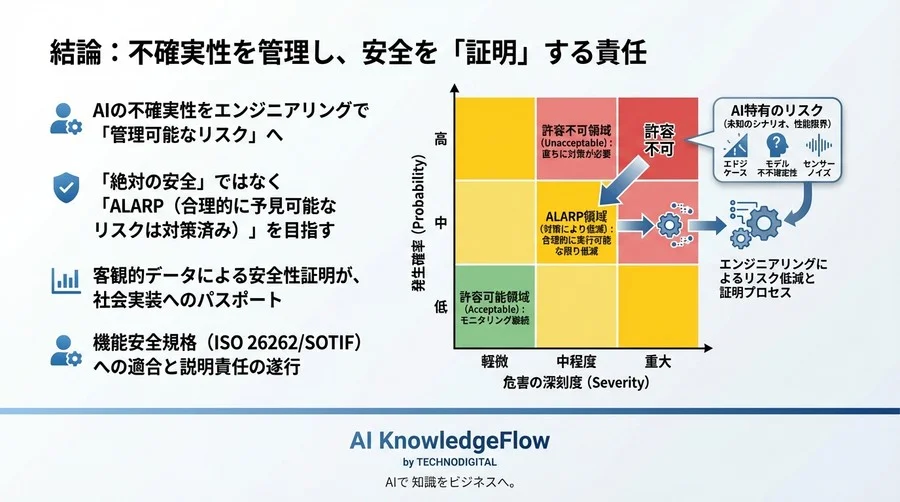 エッジAI物体検知の「見えない遅延」と安全性証明：自動運転におけるリスク評価とリアルタイム性の境界線 - Conclusion Image