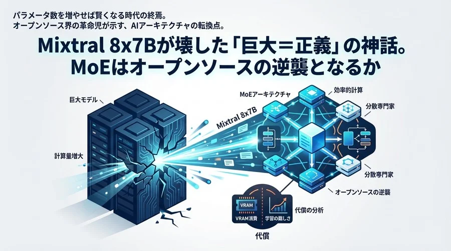 Mixtral 8x7Bが壊した「巨大＝正義」の神話。MoEはオープンソースの逆襲となるか