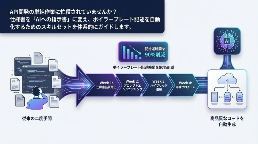 OpenAPI×AI自動生成の落とし穴：ボイラープレートを9割削減する4週間の実践プログラム