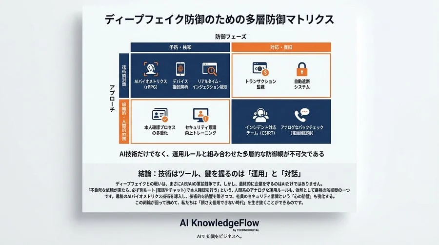 CEOの顔すら疑え：ディープフェイクを見抜くAIバイオメトリクスの深層と実装戦略 - Conclusion Image