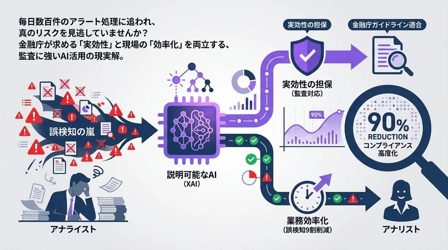 金融庁ガイドラインが求める「実効性」の正体：監査に強いAI活用で誤検知9割のAML現場を変革する