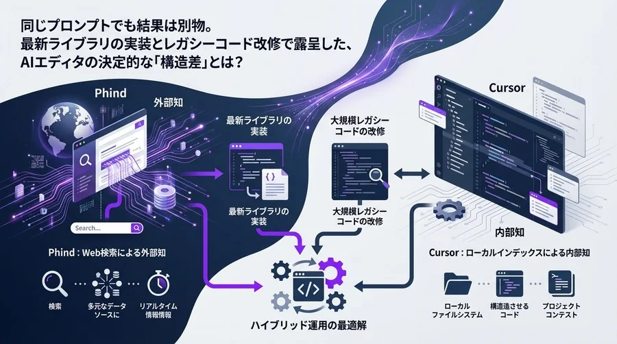 Phind対Cursor徹底検証：RAGの構造差が生むコード生成品質の真実とハイブリッド運用の最適解