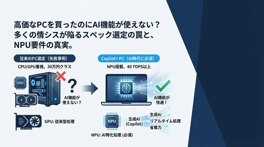 30万円のPCがAI時代に役立たず？Copilot+ PC選定で情シスが陥る「40 TOPS」の罠とNPUの真実