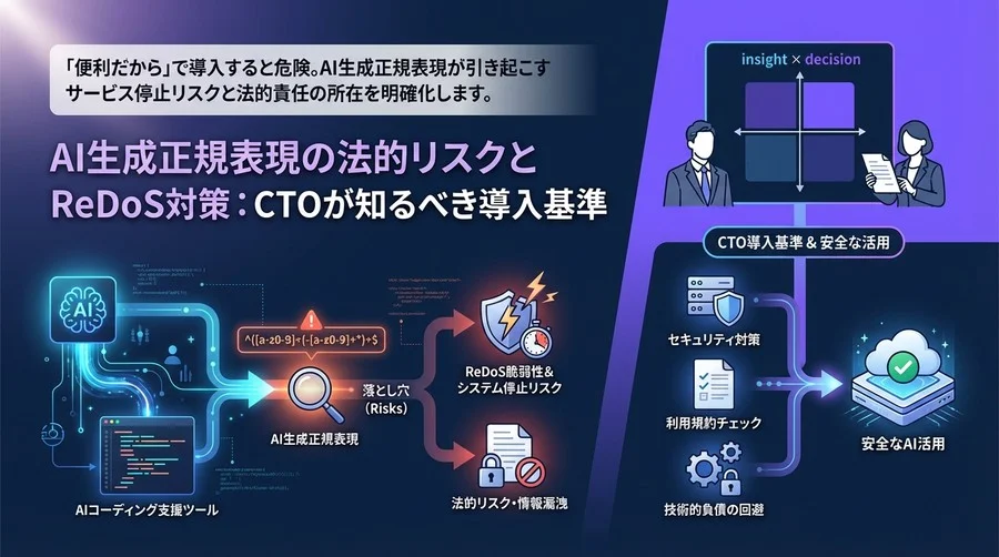 AI生成正規表現の法的リスクとReDoS対策：CTOが知るべき導入基準