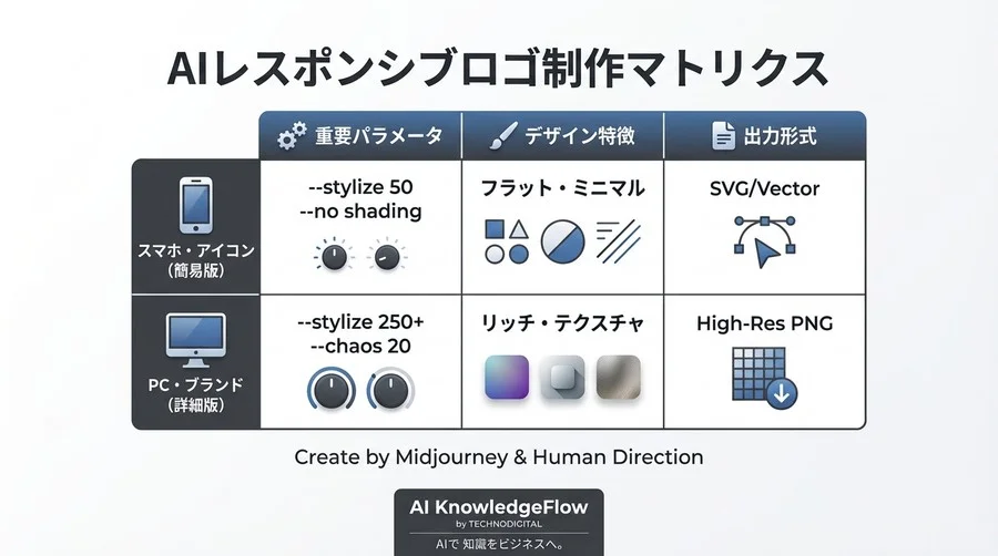 スマホでロゴが潰れていませんか？Midjourneyのパラメータ一本で「視認性」を操るレスポンシブロゴ自作術 - Conclusion Image