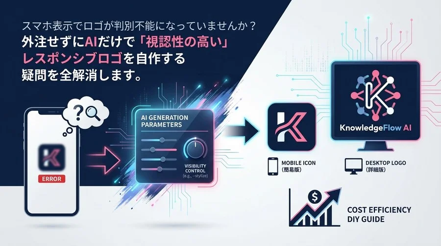 スマホでロゴが潰れていませんか？Midjourneyのパラメータ一本で「視認性」を操るレスポンシブロゴ自作術