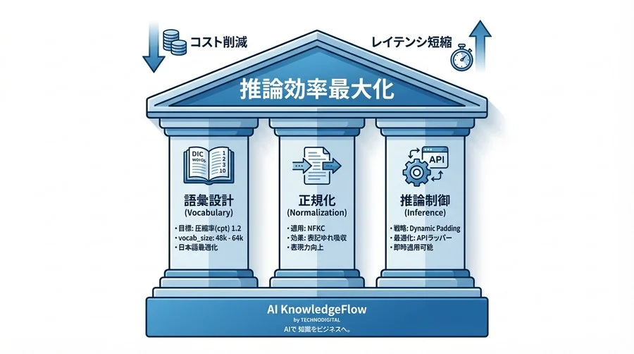 日本語LLMの推論コストを最適化するトークナイザーAPI設定仕様書：語彙数設計とレイテンシ短縮の数理 - Conclusion Image