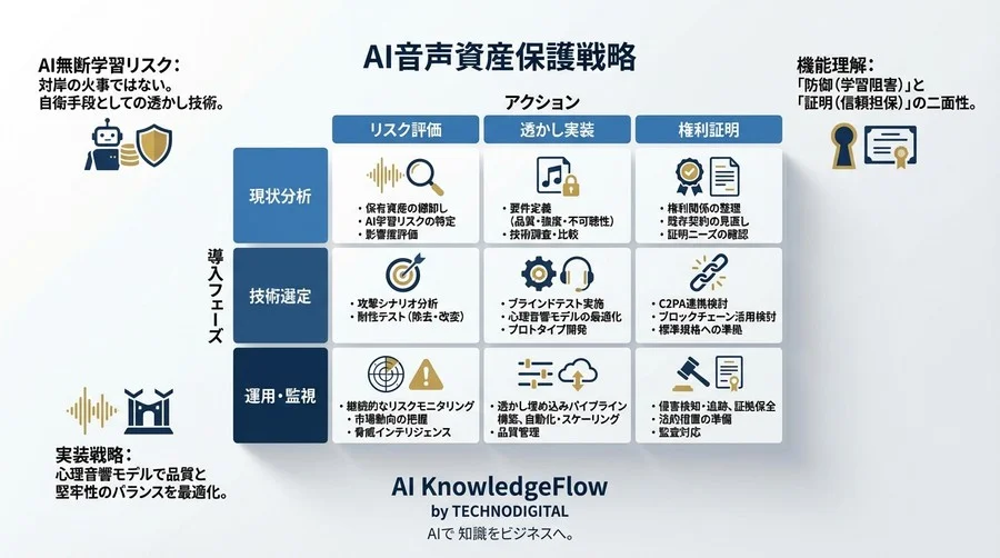 AI学習から自社音声をどう守るか？「見えない透かし」が示す技術的拒否権と真正性証明の経営戦略 - Conclusion Image