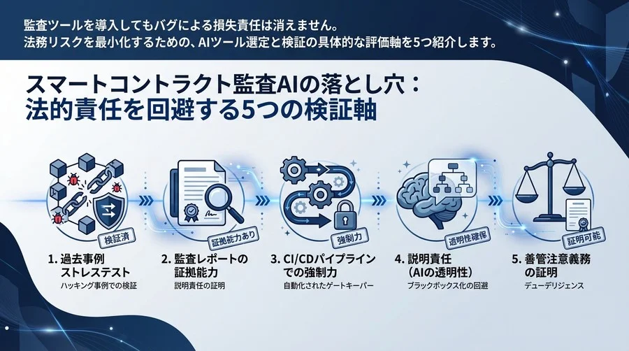 スマートコントラクト監査AIの落とし穴：法的責任を回避する5つの検証軸