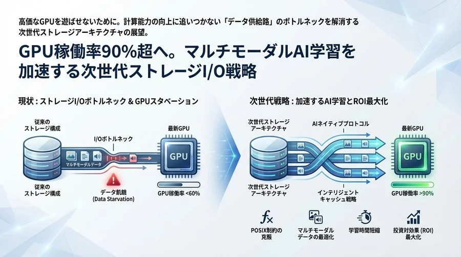GPU稼働率90%超へ。マルチモーダルAI学習を加速する次世代ストレージI/O戦略