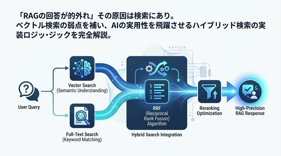 RAG精度向上の鍵は「ハイブリッド検索」にあり：ベクトル×全文検索の統合ロジックとRRF実装完全解説