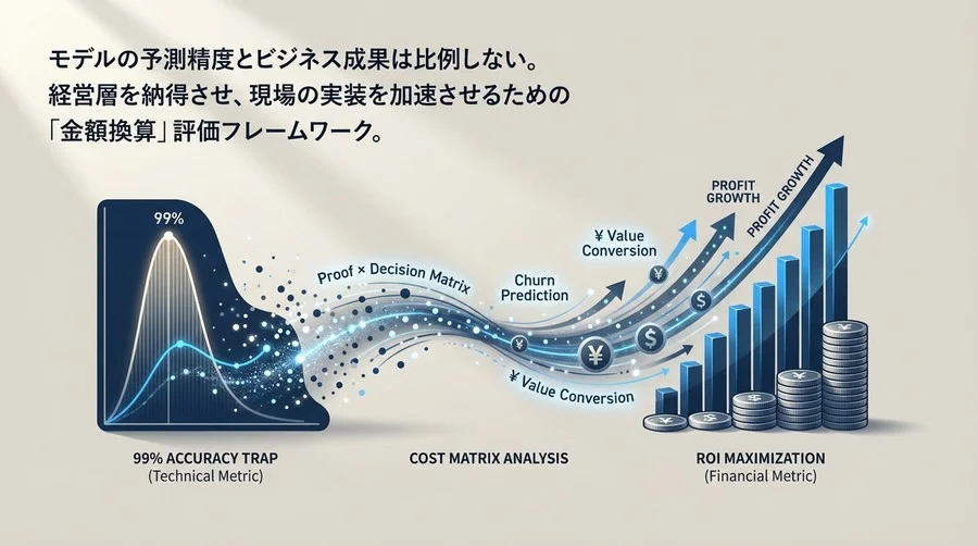 顧客離脱予測AIのROIを最大化する「金額換算」評価法：精度99%の罠を回避し利益を生む戦略