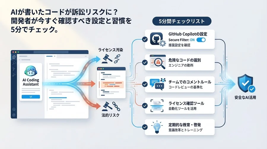 AIコードのライセンス汚染を防ぐ｜開発者が今すぐ確認すべき5分間チェックリスト