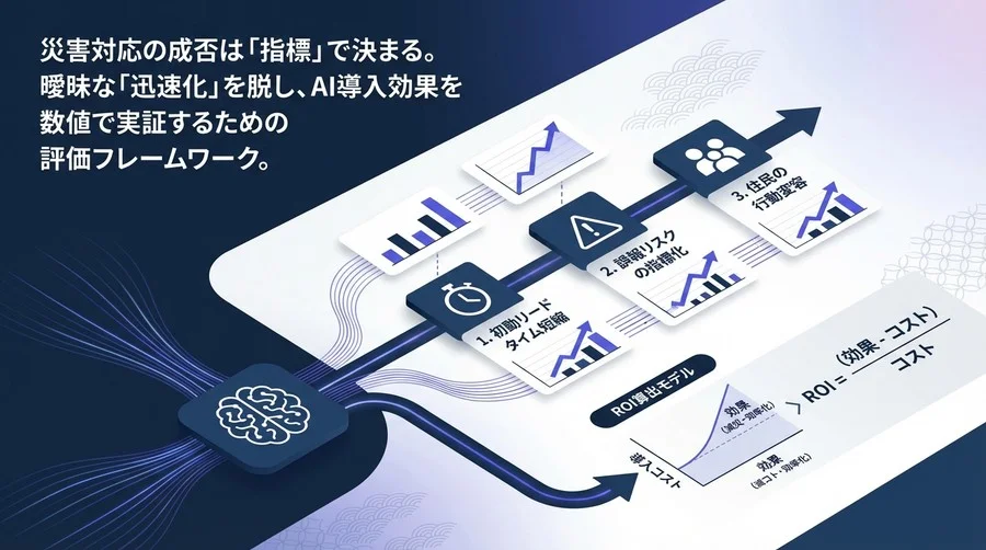 「迅速化」という報告はもう通用しない。AI防災システム導入で自治体が直視すべき3つの「減災KPI」とROI算出モデル