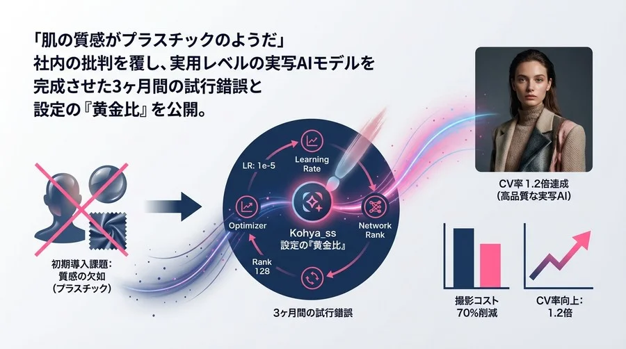 「肌がプラスチックだ」と酷評されたアパレルECが、Kohya_ss設定の『黄金比』でCV率1.2倍を達成するまで