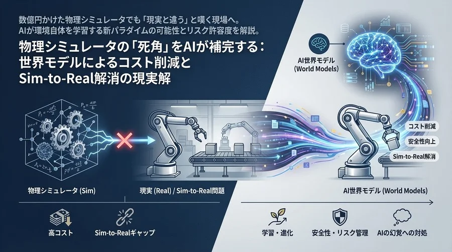 物理シミュレータの「死角」をAIが補完する：世界モデルによるコスト削減とSim-to-Real解消の現実解
