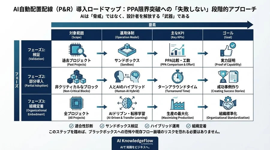 カスタムASIC設計のPPA限界を突破する：AI自動配置配線（P&R）の「失敗しない」段階的導入ロードマップ - Conclusion Image