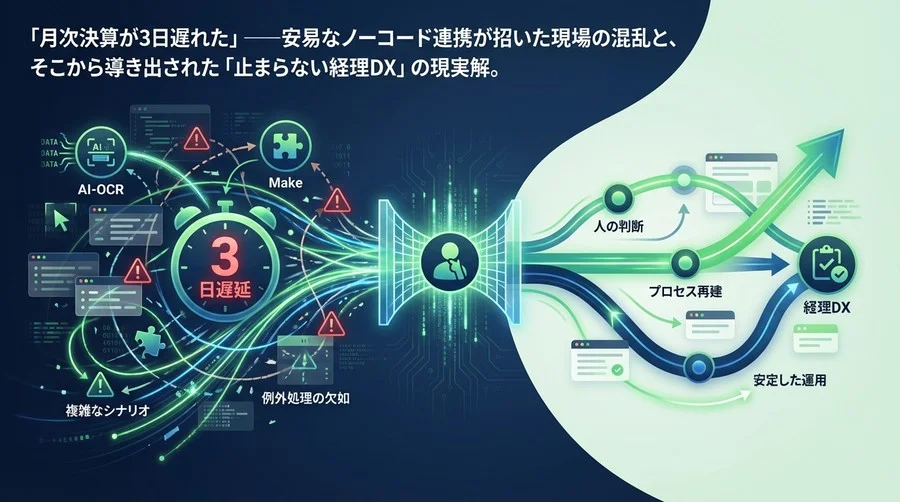 「月次決算が3日遅れた」安易なAI-OCR×Make連携が招いた現場の混乱と、止まらない経理DXの現実解