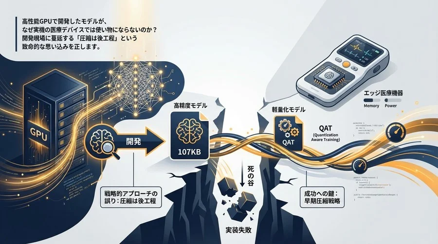 エッジAI医療機器の実装「死の谷」を越える：なぜ「圧縮は後工程」という戦略が失敗を招くのか