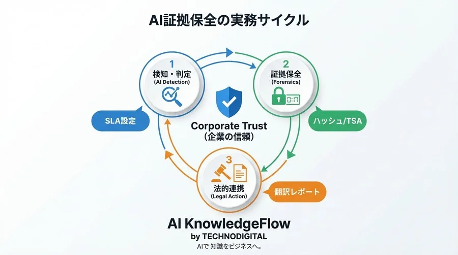 SNSフェイク判定の法的証拠化：AI解析とフォレンジックの実務ワークフロー - Conclusion Image