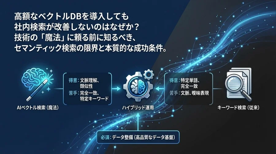 高額なベクトルDB導入で失敗しないために。AI検索の「魔法」と「限界」を正しく理解する