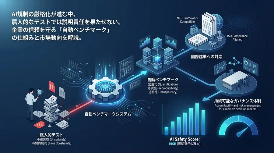 AI規制時代を生き抜く「自動ベンチマーク」の全貌：属人的テストからの脱却と説明責任の確立