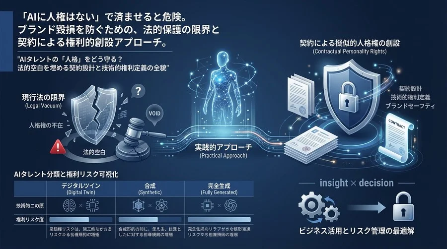 AIタレントの「人格」をどう守る？法的空白を埋める契約設計と技術的権利定義の全貌