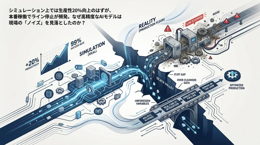 成功率99%のシミュレーションが現場で破綻する理由：デジタルツイン導入の「死の谷」回避策