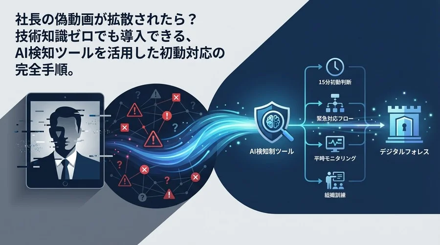 社長の偽動画が拡散？技術ゼロで始める企業向けAI真偽判定ツール導入と初動対応の全手順