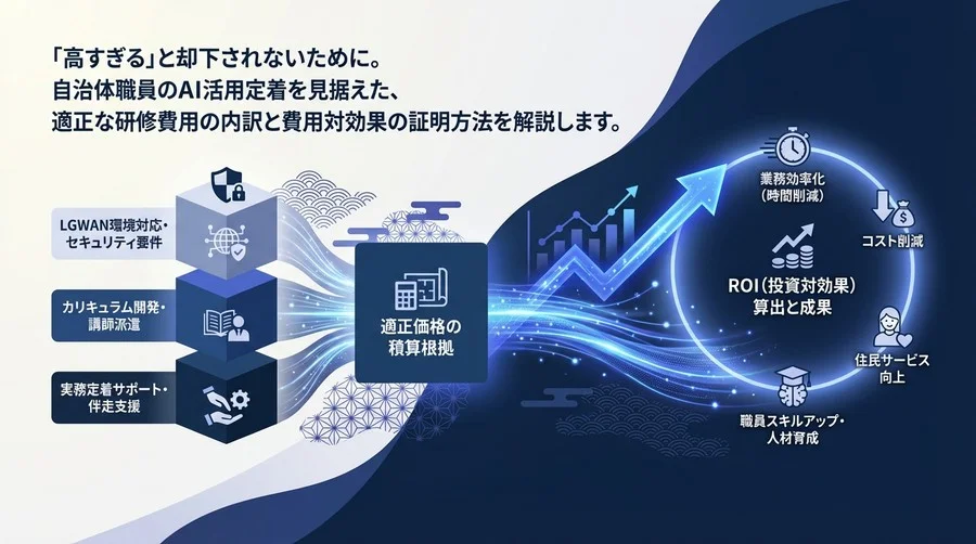 自治体AI研修の適正価格とは？予算を通すための積算根拠とROI算出の極意
