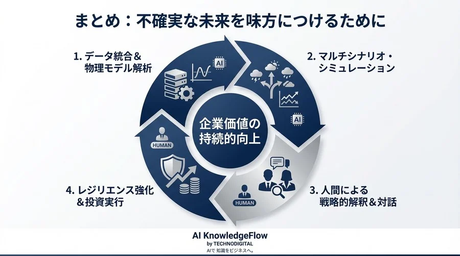 高ESGスコア企業の盲点：気候リスクAIシミュレーションを「予言」ではなく「羅針盤」にする思考法 - Conclusion Image
