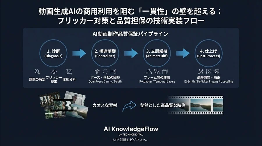 動画生成AIの商用利用を阻む「一貫性」の壁を超える：フリッカー対策と品質担保の技術実装フロー - Conclusion Image