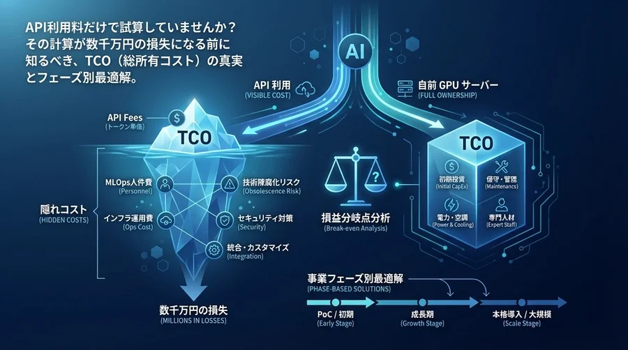API利用料だけで試算していませんか？数千万円の「隠れコスト」を防ぐTCOの真実とフェーズ別最適解