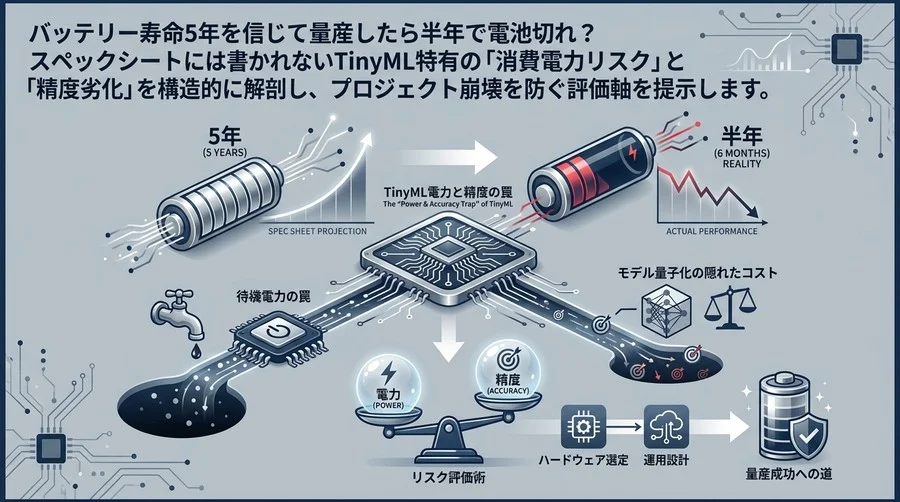 バッテリー寿命5年が半年で尽きる？TinyML導入の「電力と精度の罠」を暴くリスク評価術