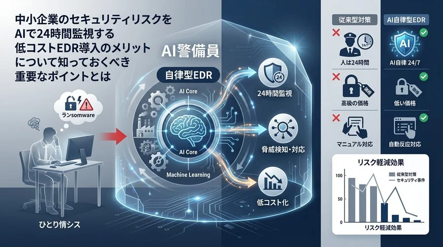 ひとり情シスを救う「AI警備員」の雇い方。低コストな自律型EDRで実現する24時間監視と安心のセキュリティ対策