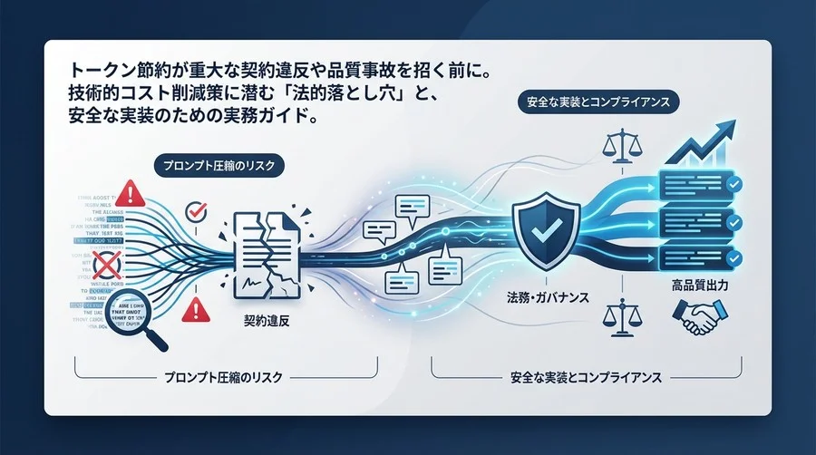 プロンプト圧縮の法的落とし穴：コスト削減が招く契約違反とLLM品質事故の防ぎ方