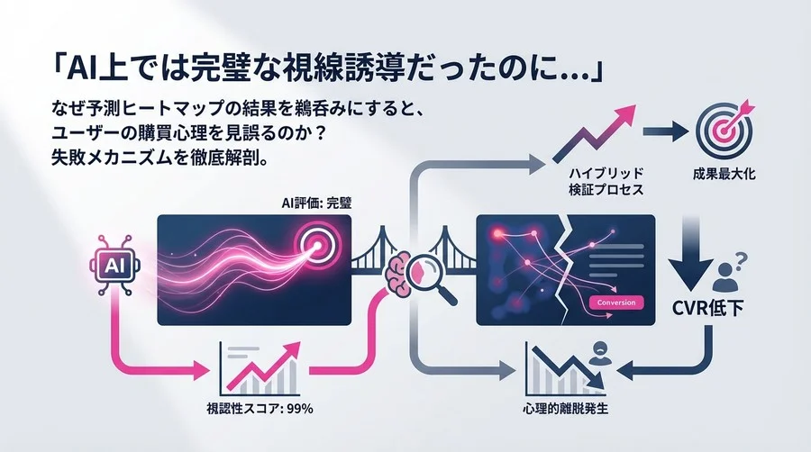 「AI評価は完璧なのにCVR低下」予測ヒートマップが陥る視認性の罠と正しい活用法