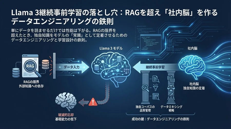 Llamaモデル継続事前学習の落とし穴：RAGを超え「社内脳」を作るデータエンジニアリングの鉄則