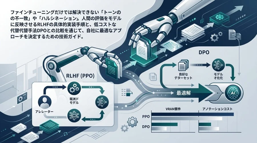 LLMの「トーン不一致」を解消するRLHF実装ガイド：PPOとDPOの技術比較から選ぶ最適解