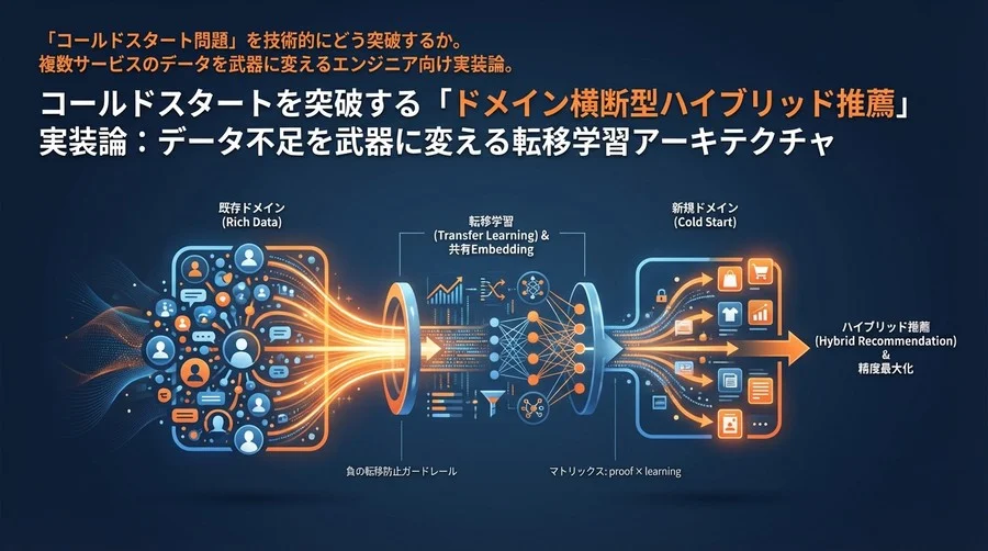 コールドスタートを突破する「ドメイン横断型ハイブリッド推薦」実装論：データ不足を武器に変える転移学習アーキテクチャ