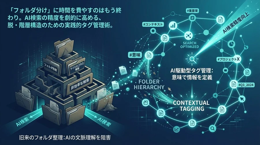 社内Wikiの「フォルダ整理」をやめる勇気：AI検索精度を劇的に高めるタグ管理の極意