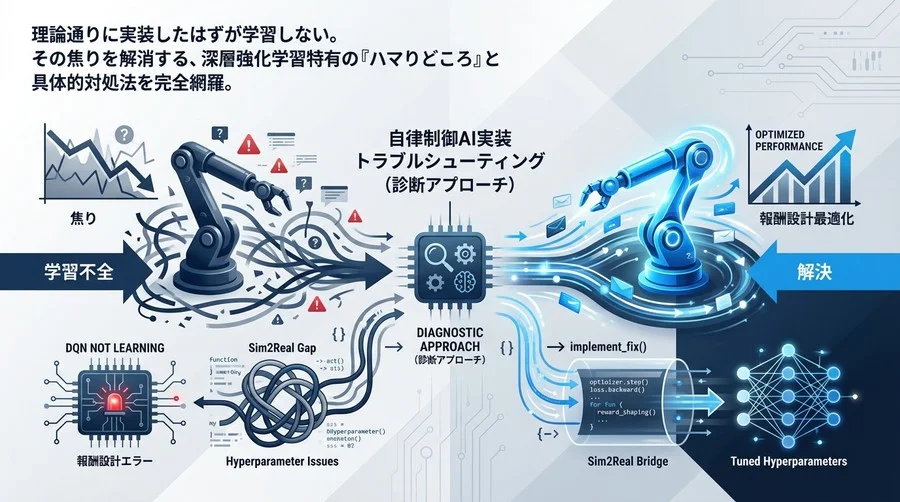 「DQNが学習しない」焦りを確信に変える。自律制御AI実装トラブルシューティング完全ガイド