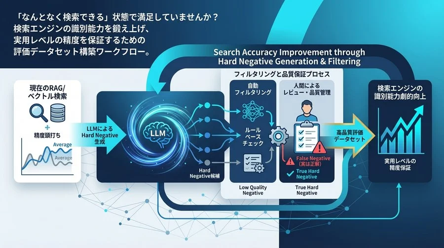 検索精度が頭打ちなら「不正解」を疑え。LLMによるHard Negative生成とフィルタリングの実装戦略