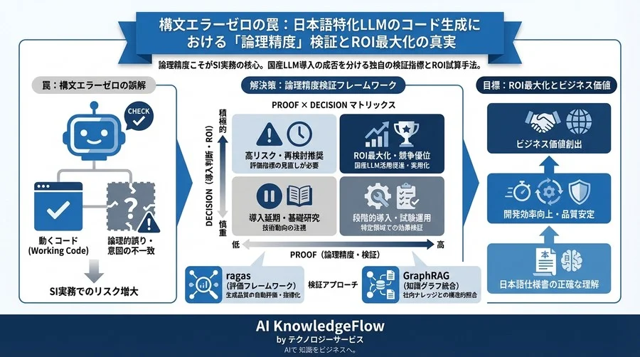 構文エラーゼロの罠：日本語特化LLMのコード生成における「論理精度」検証とROI最大化の真実 - Conclusion Image