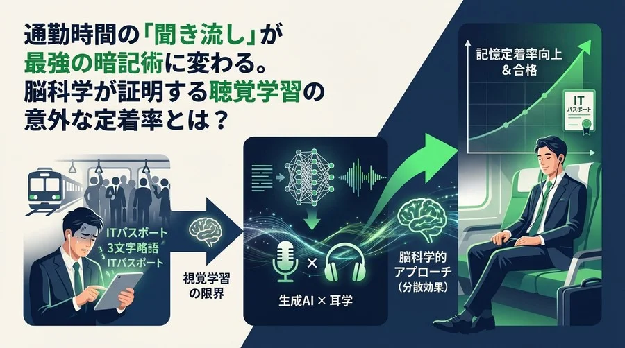 通勤時間が最強の試験会場に。生成AI×耳学でITパスポートを攻略する脳科学的アプローチ