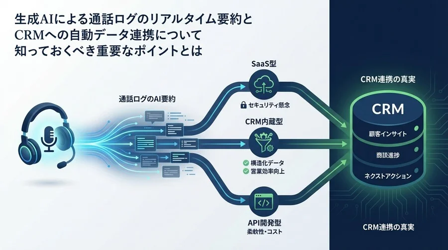 通話ログ要約ツールの「落とし穴」とCRM連携の真実：AI導入で失敗しないための3つの実装タイプ比較