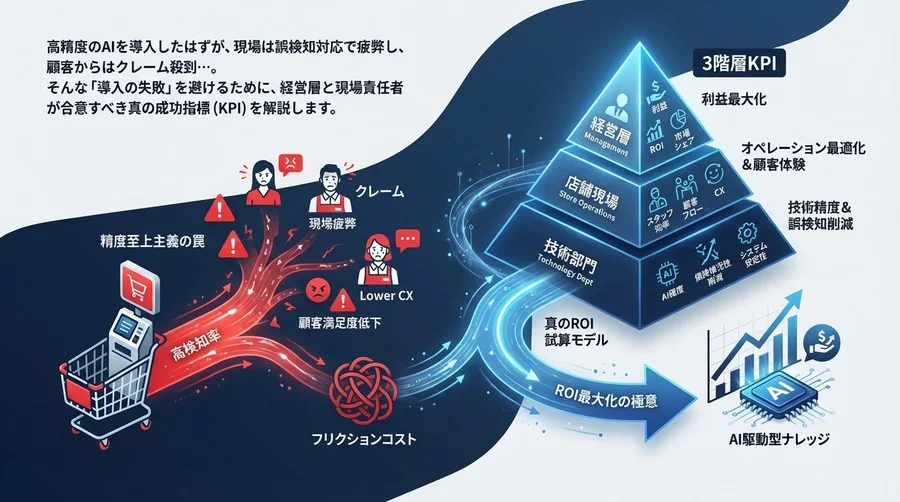 セルフレジ不正検知は「精度」で選ぶな！利益と顧客体験を守る3階層KPIとROI最大化の極意